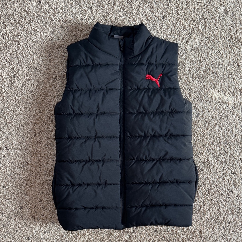 Puma Black puffer Vest with Red Emblem
